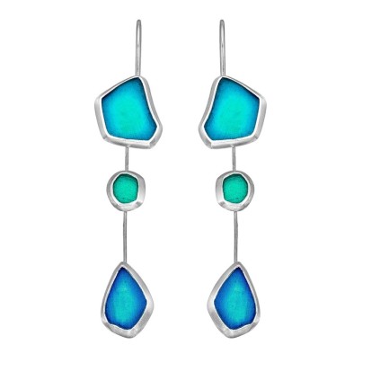 Σκουλαρίκια "Seaglass - Αποχρώσεις"- Κρεμαστά - Μπλε