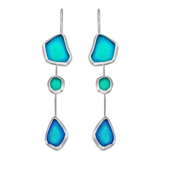 Σκουλαρίκια "Seaglass - Αποχρώσεις"- Κρεμαστά - Μπλε