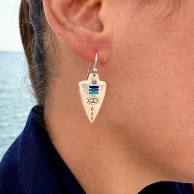 Earrings "Spear Eye" - Pendants - Blue