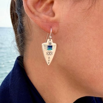 Earrings "Spear Eye" - Pendants - Blue