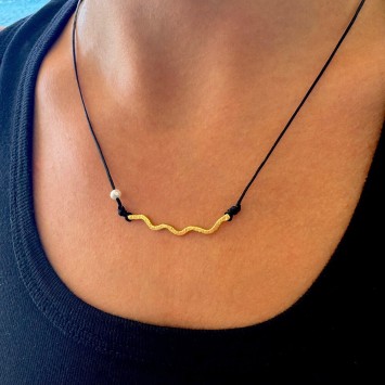 Necklace "Minimal Little Bar Ζig Zag G SP"