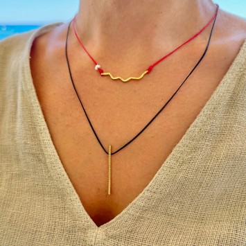 Necklace "Minimal Little Bar Ζig Zag G SP"