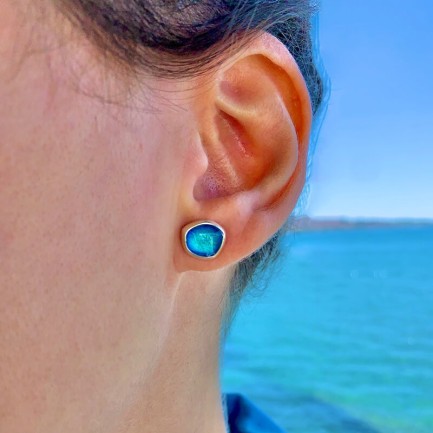 Σκουλαρίκια "Seaglasses" - Καρφωτά - Μπλέ