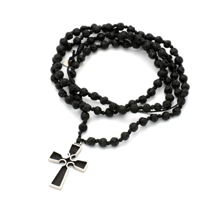 Κολιέ/Ροζάριο "Σταυρός - Παλάντιαν" - Μαύρο