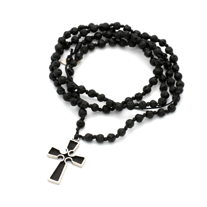 Κολιέ/Ροζάριο "Σταυρός - Παλάντιαν" - Μαύρο