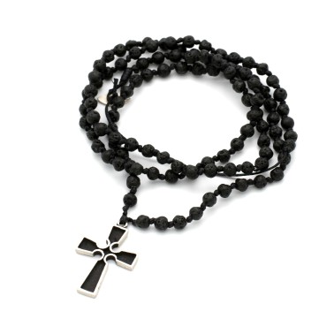 Κολιέ/Ροζάριο "Σταυρός - Παλάντιαν" - Μαύρο