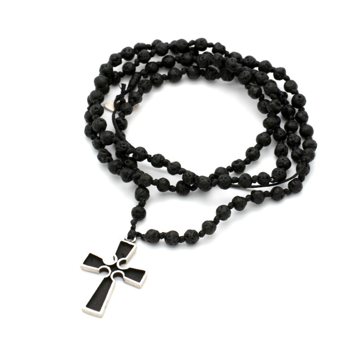 Κολιέ/Ροζάριο "Σταυρός - Παλάντιαν" - Μαύρο