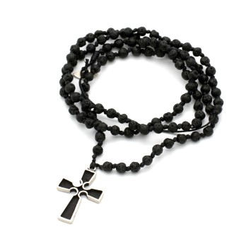Κολιέ/Ροζάριο "Σταυρός - Παλάντιαν" - Μαύρο
