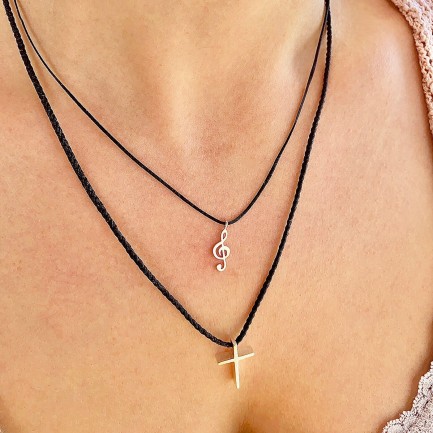 Κολιέ "Σταυρός SF" - Μαύρο