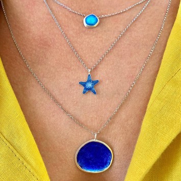 Κολιέ "Βότσαλο Μ" - Μπλε