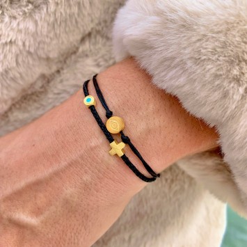 Βραχιόλι "Μάτι - Φυλακτό G" - Μαύρο