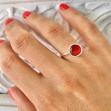 Δαχτυλίδι "Μίνι Βότσαλο" - Κόκκινο