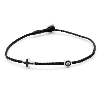 Bracelet "Little Evil Eye & Cross Μ"