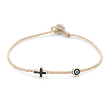 Bracelet "Little Evil Eye & Cross Μ"