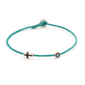 Bracelet "Little Evil Eye & Cross Μ"