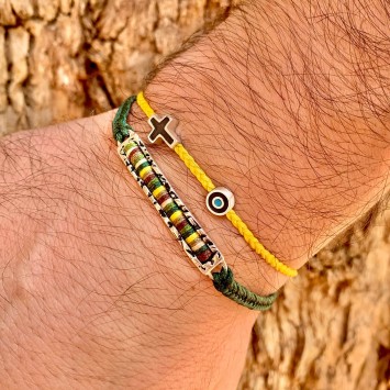 Bracelet "Little Evil Eye & Cross Μ"