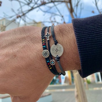 Bracelet "Little Evil Eye & Cross Μ"