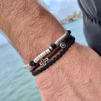 Bracelet "Little Evil Eye & Cross Μ"