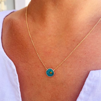 Κολιέ "Circles and Pins" - Τυρκουάζ