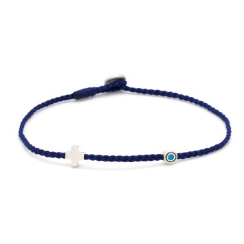 Bracelet - "Little Evil Eye & Cross"