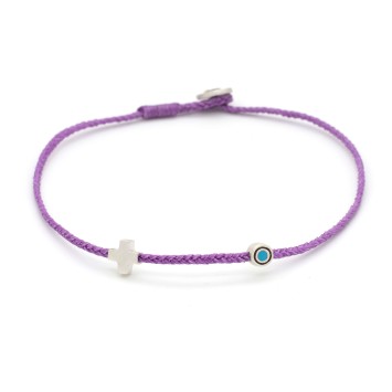 Bracelet - "Little Evil Eye & Cross"