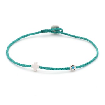 Bracelet - "Little Evil Eye & Cross"