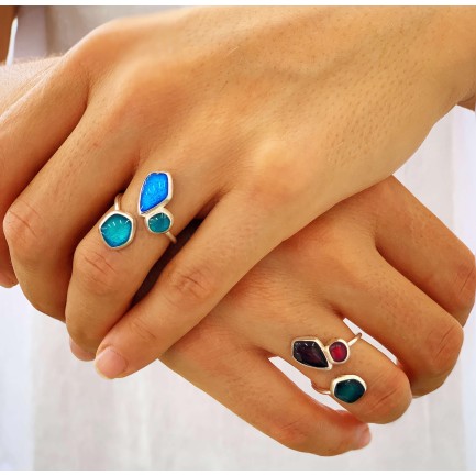 Δαχτυλίδι "Seaglass - Αποχρώσεις" - Μπλέ