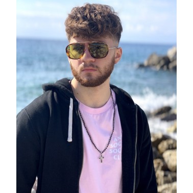 Κολιέ/Ροζάριο "Σταυρός - Παλάντιαν" - Μαύρο