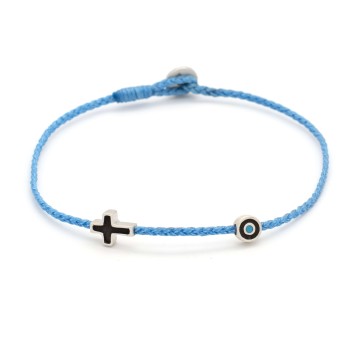 Anklet "Little Evil Eye & Cross Μ"