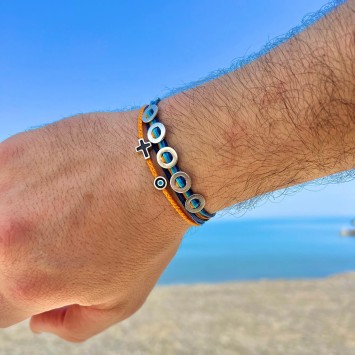 Bracelet "Little Evil Eye & Cross Μ"