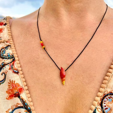 Necklace "Little Shell GL C" - Red